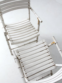 vintage white faux bamboo folding chairs pair