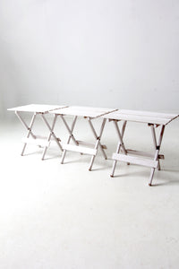 set of 3 vintage slat wood folding end tables