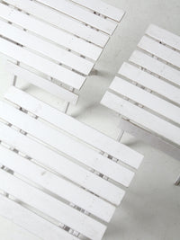 set of 3 vintage slat wood folding end tables