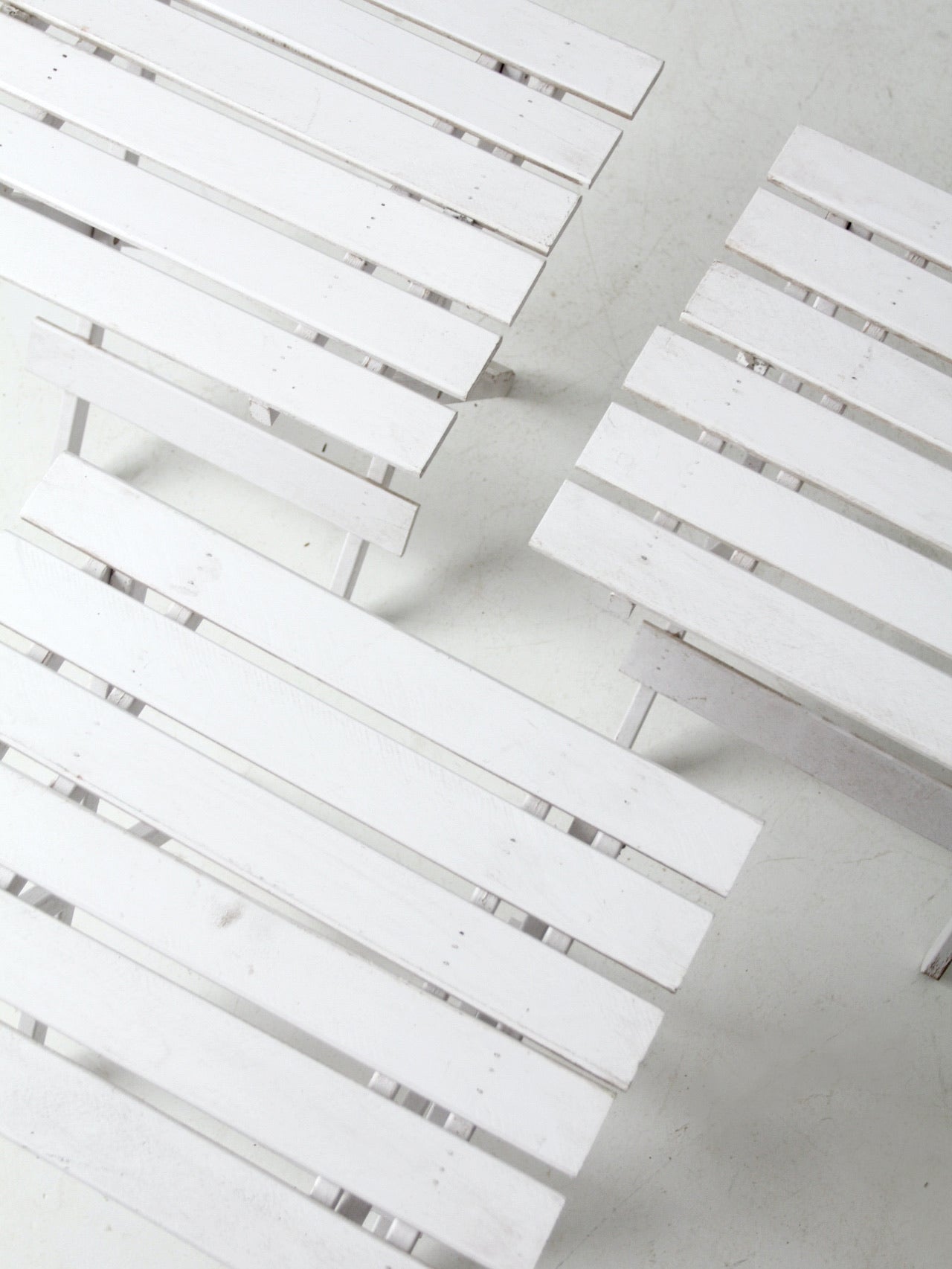 set of 3 vintage slat wood folding end tables