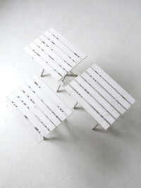 set of 3 vintage slat wood folding end tables