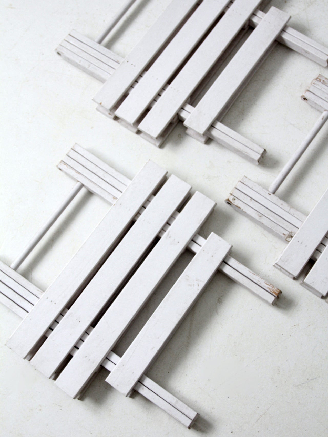 set of 3 vintage slat wood folding end tables