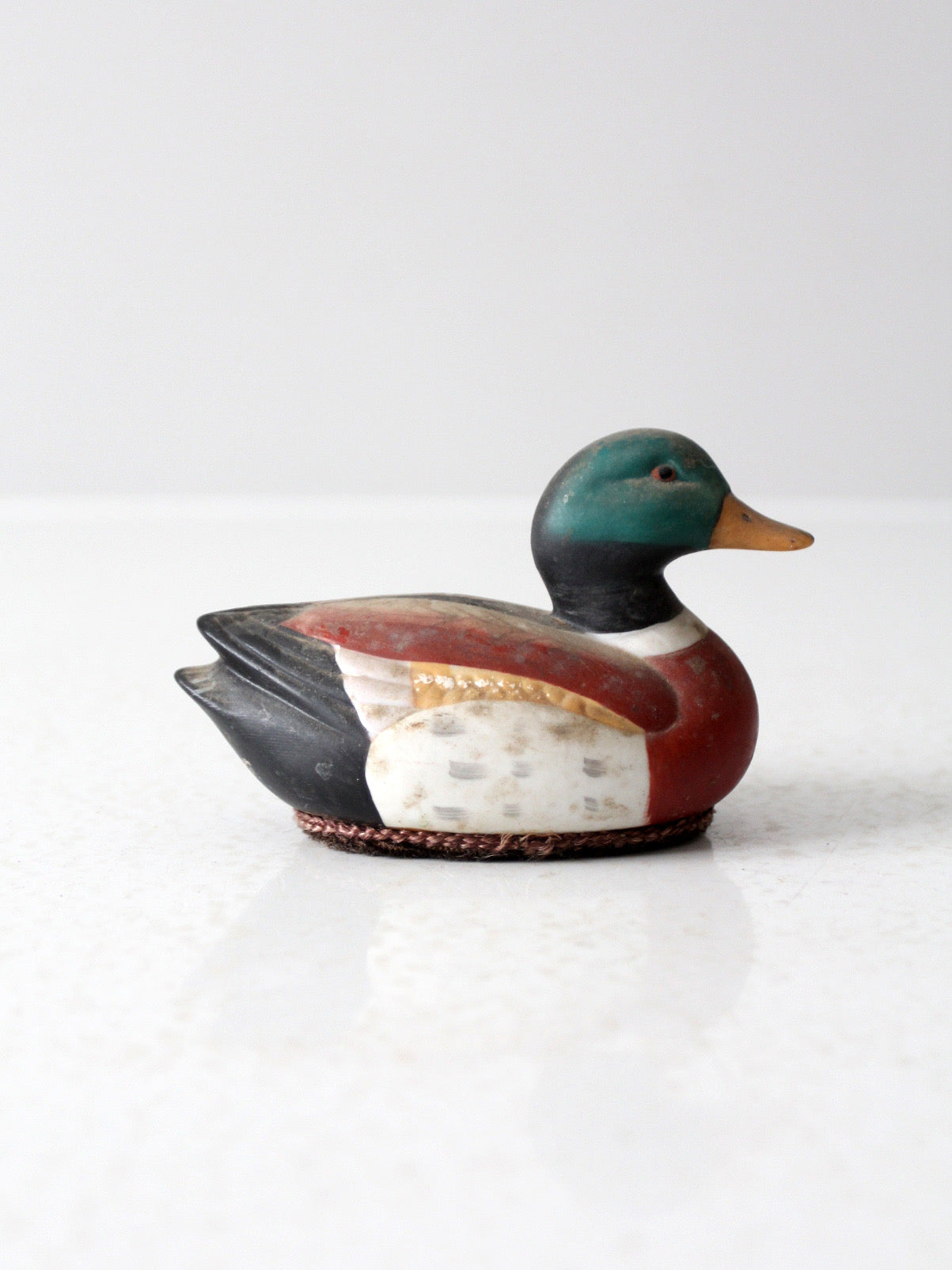 vintage wood mallard duck lint brush