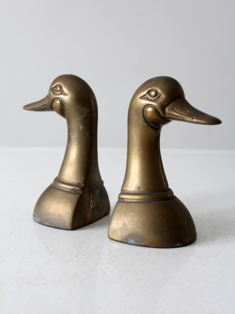 mid century brass duck bookends