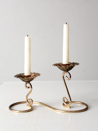vintage brass double candlestick holder