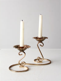 vintage brass double candlestick holder