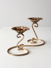 vintage brass double candlestick holder
