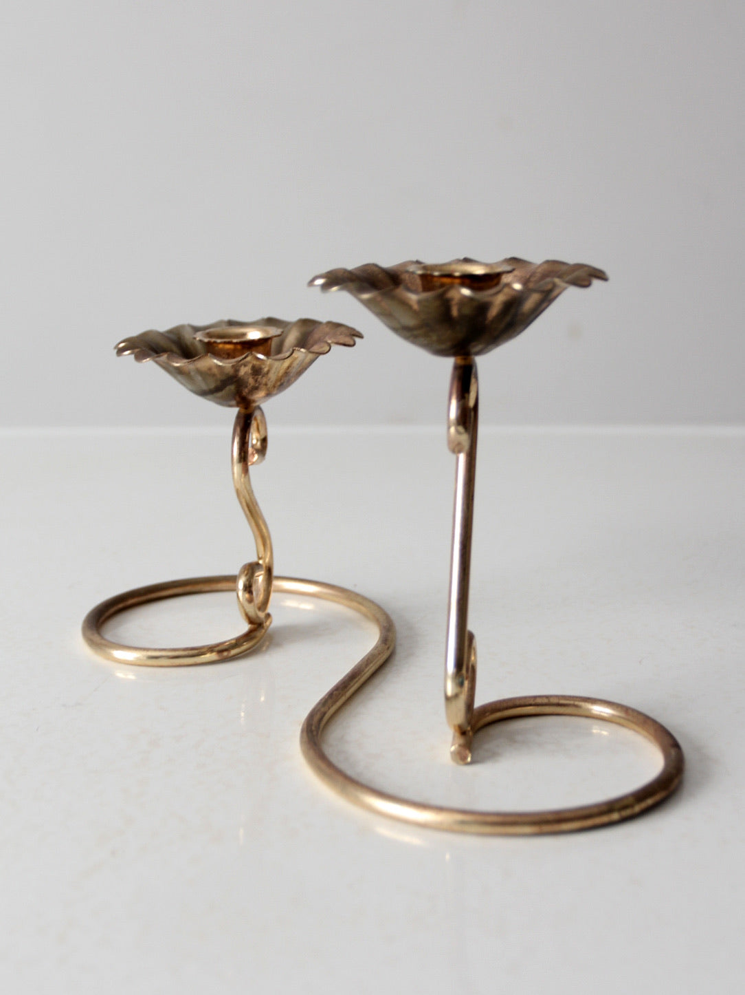 vintage brass double candlestick holder