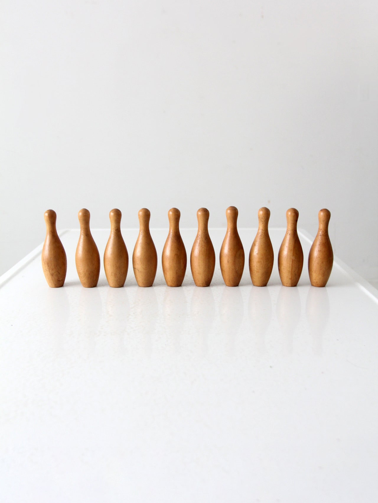 vintage tabletop wooden bowling pins set of 10