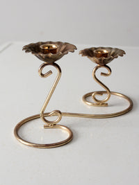 vintage brass double candlestick holder