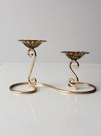 vintage brass double candlestick holder