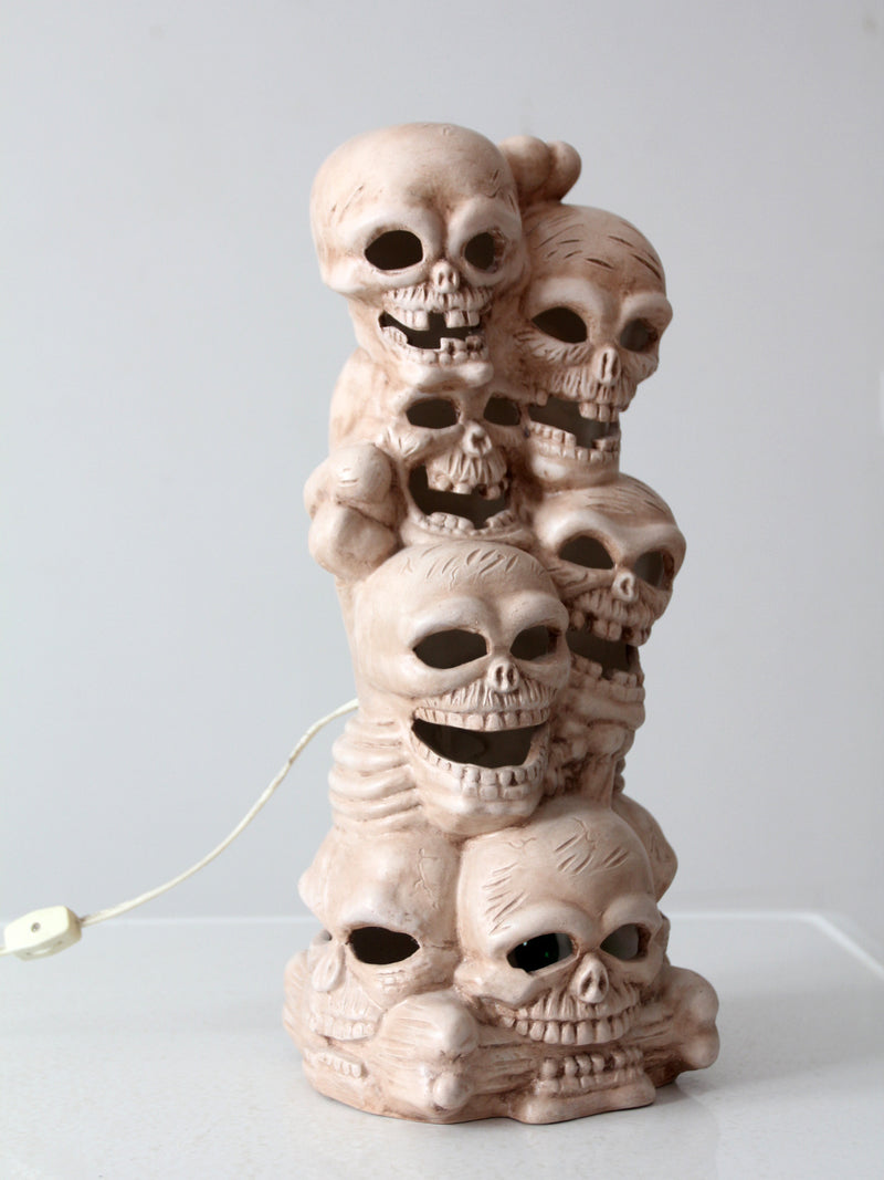 vintage lighted ceramic skull stack