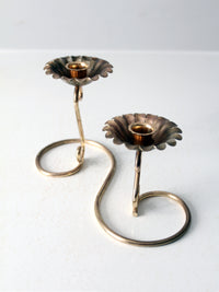 vintage brass double candlestick holder
