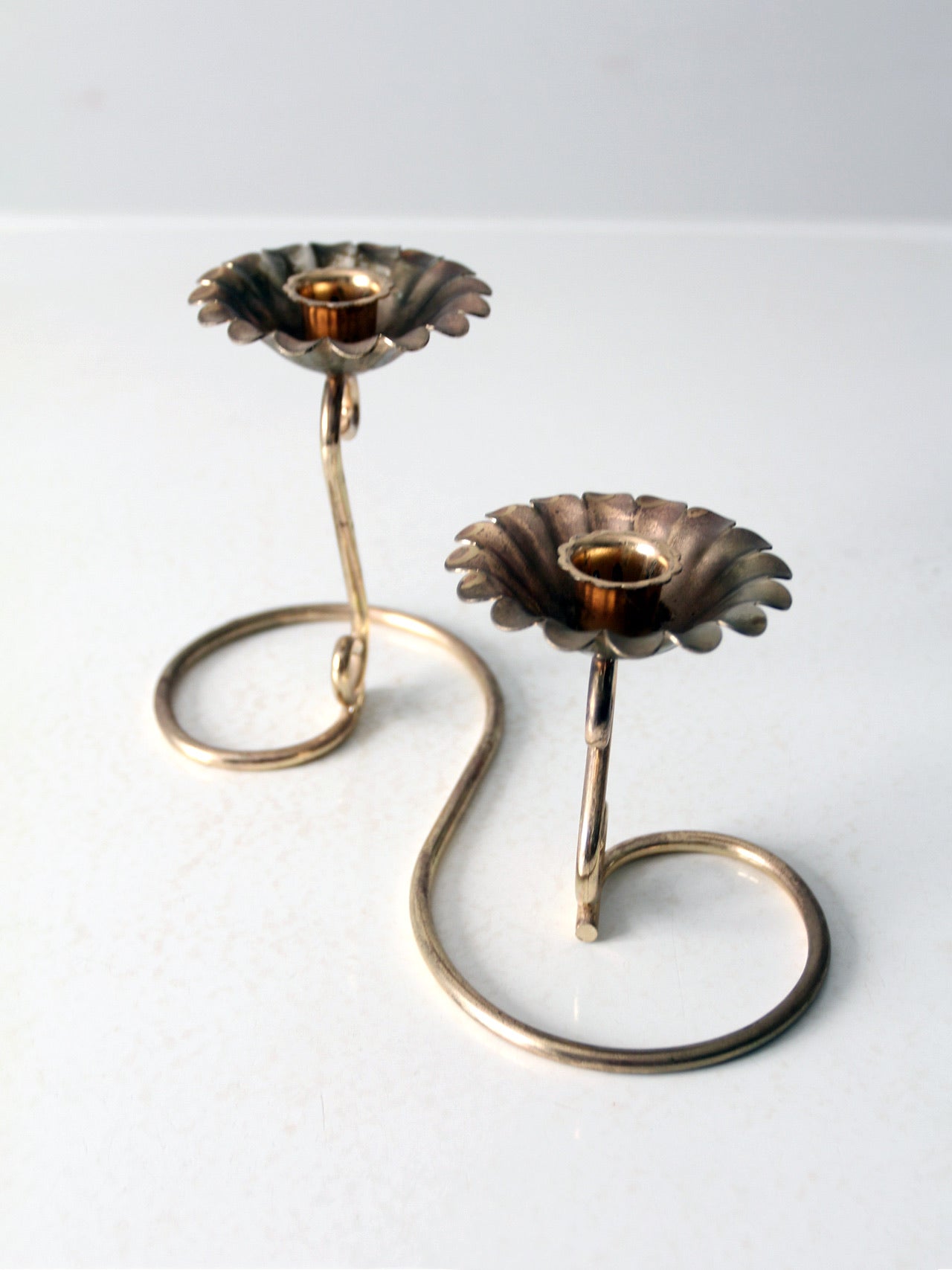 vintage brass double candlestick holder