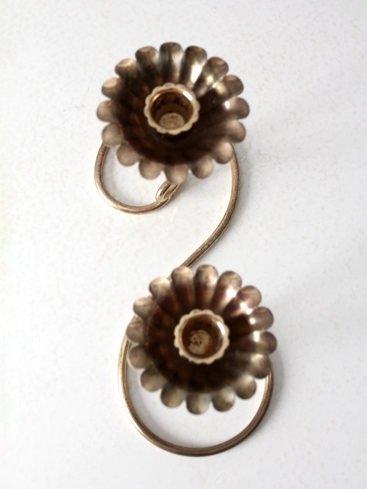 vintage brass double candlestick holder