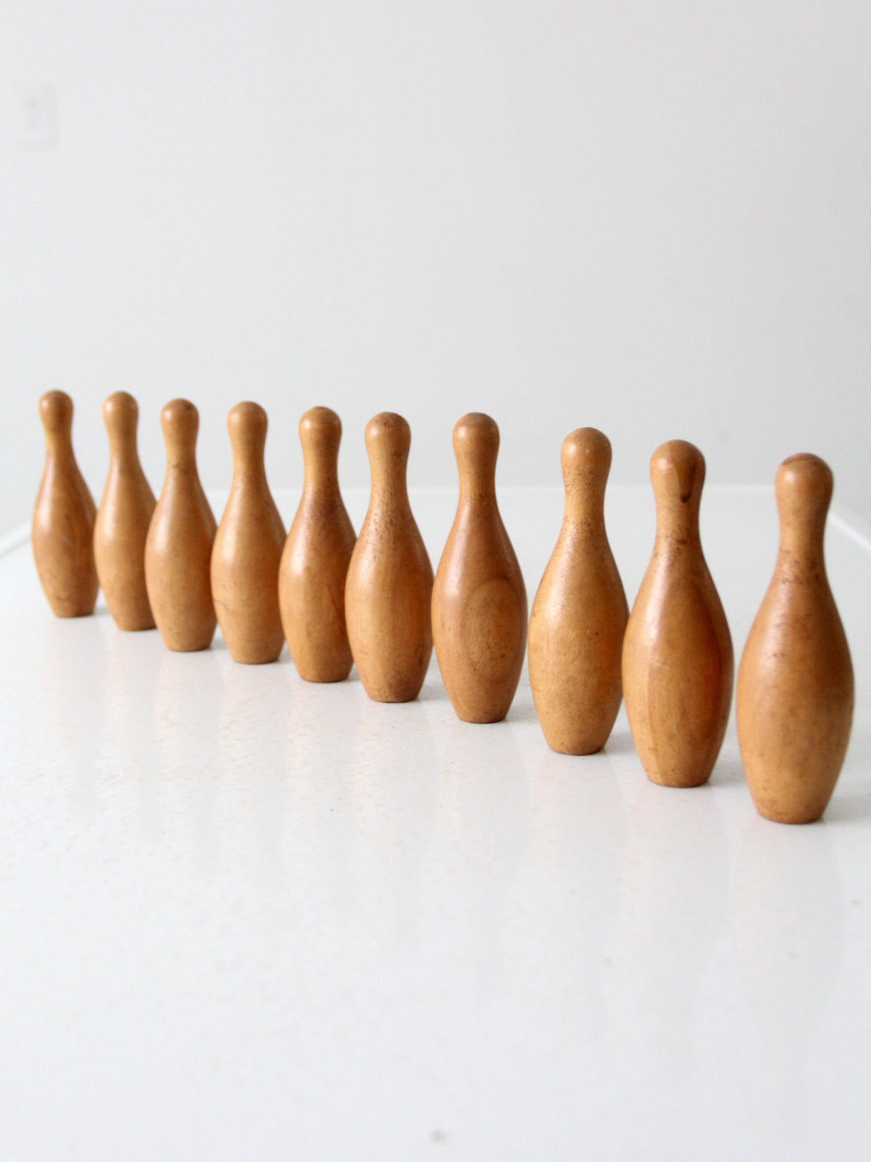 vintage tabletop wooden bowling pins set of 10