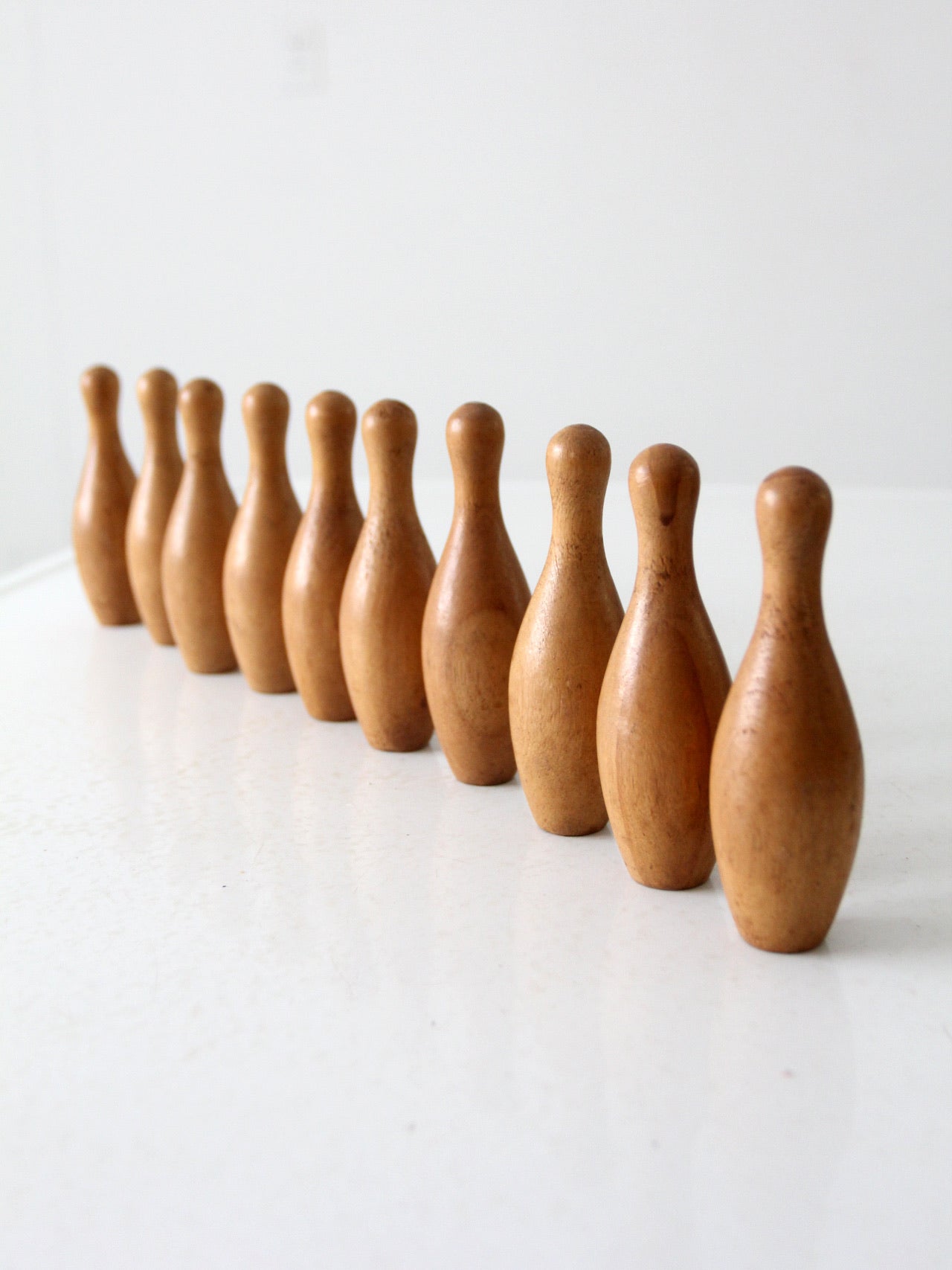 vintage tabletop wooden bowling pins set of 10