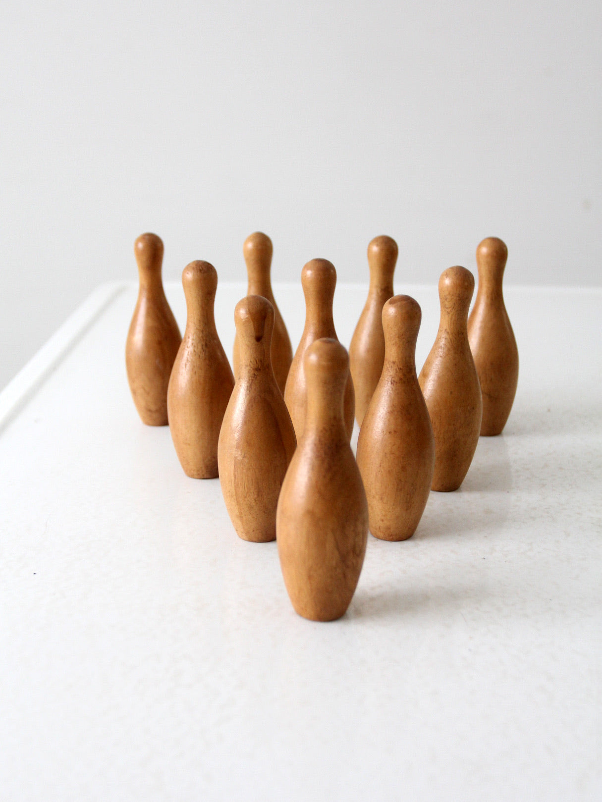 vintage tabletop wooden bowling pins set of 10