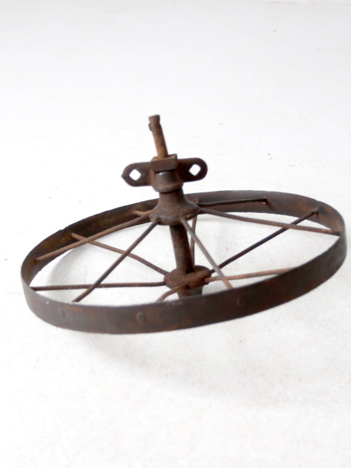antique iron cart wheel