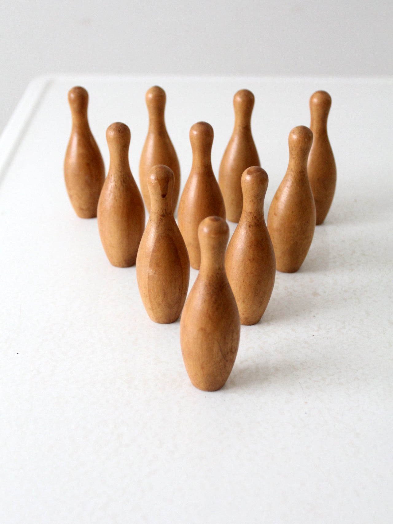 vintage tabletop wooden bowling pins set of 10