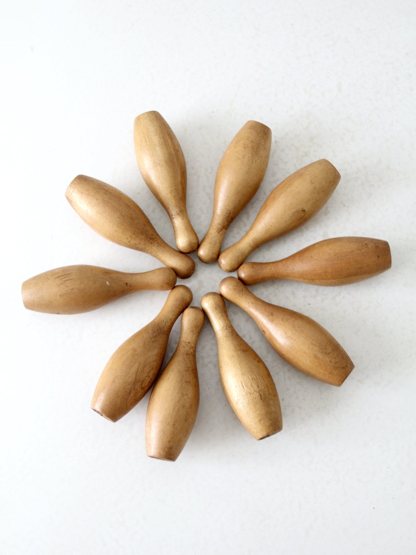 vintage tabletop wooden bowling pins set of 10