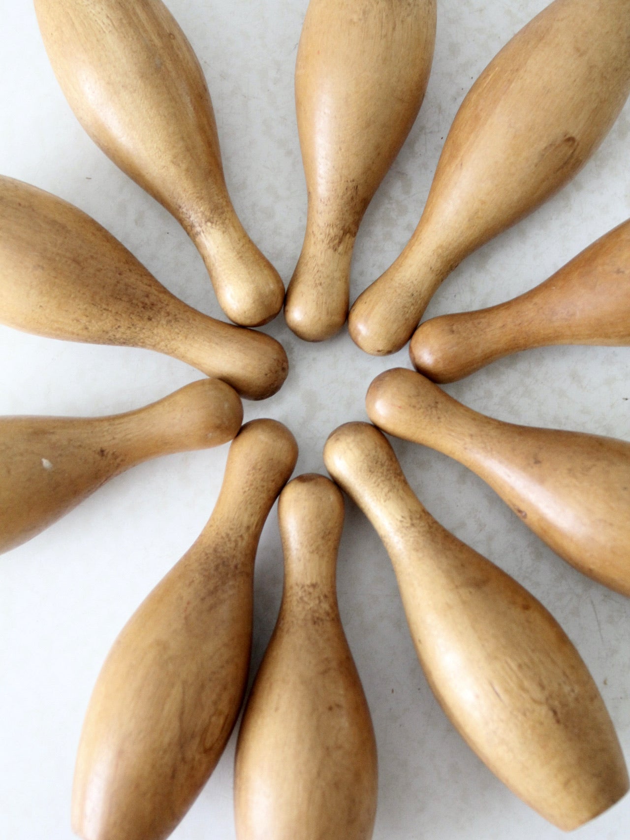 vintage tabletop wooden bowling pins set of 10
