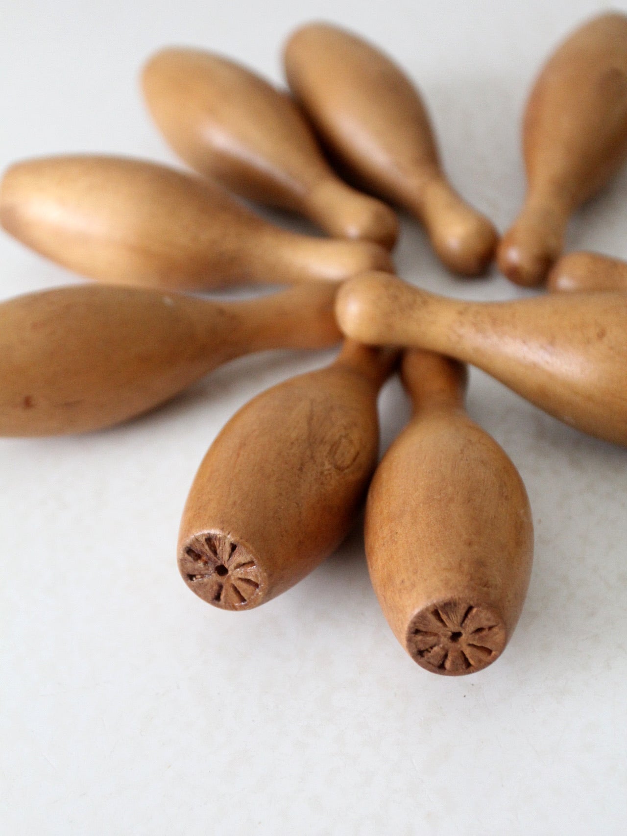 vintage tabletop wooden bowling pins set of 10