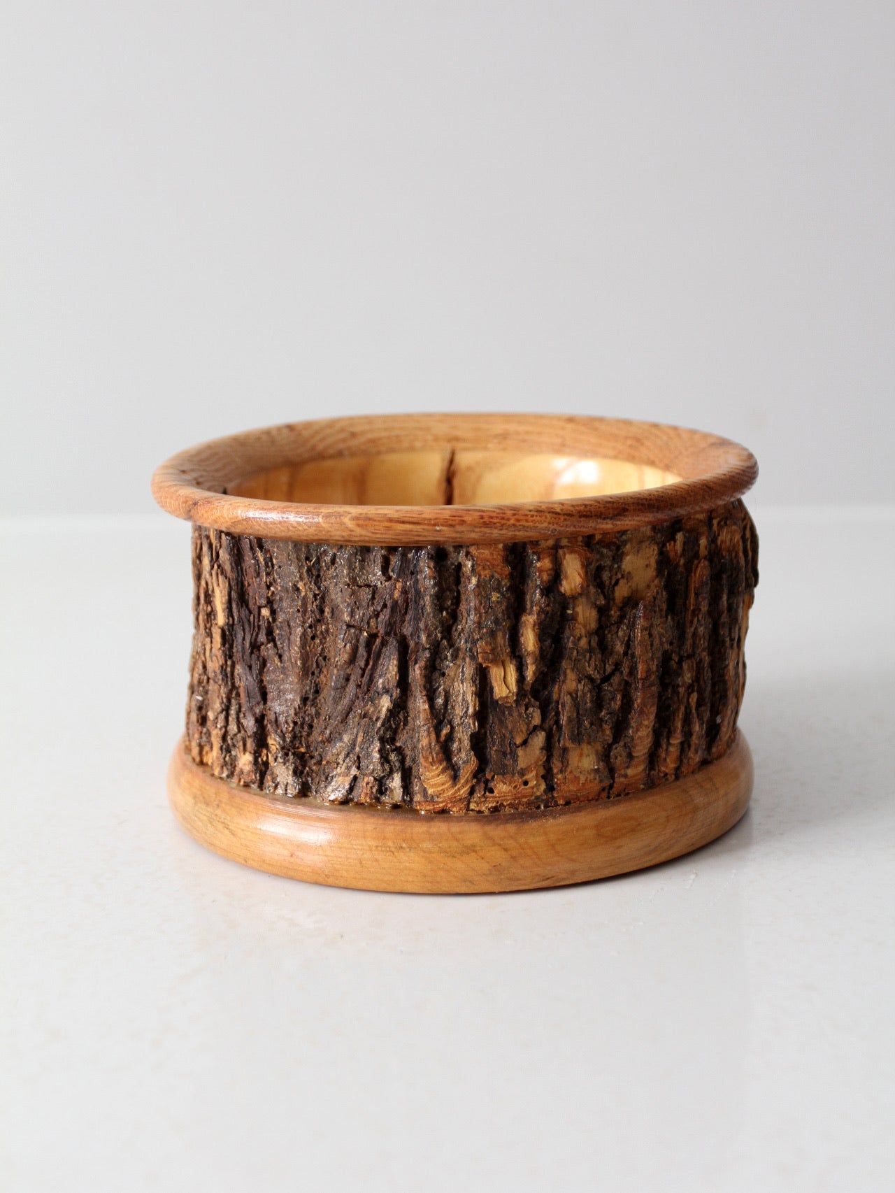 vintage wood bark bowl