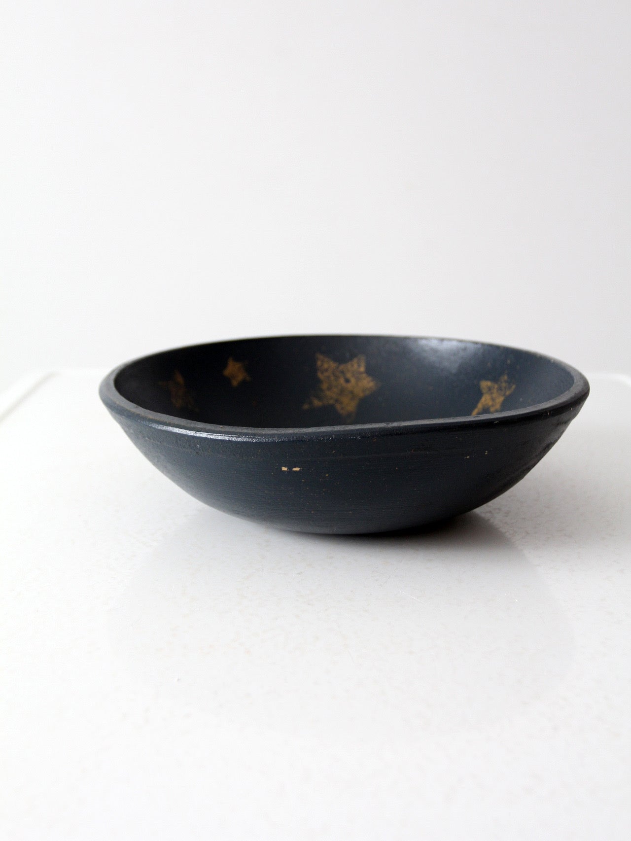 vintage primitive painted wood bowl