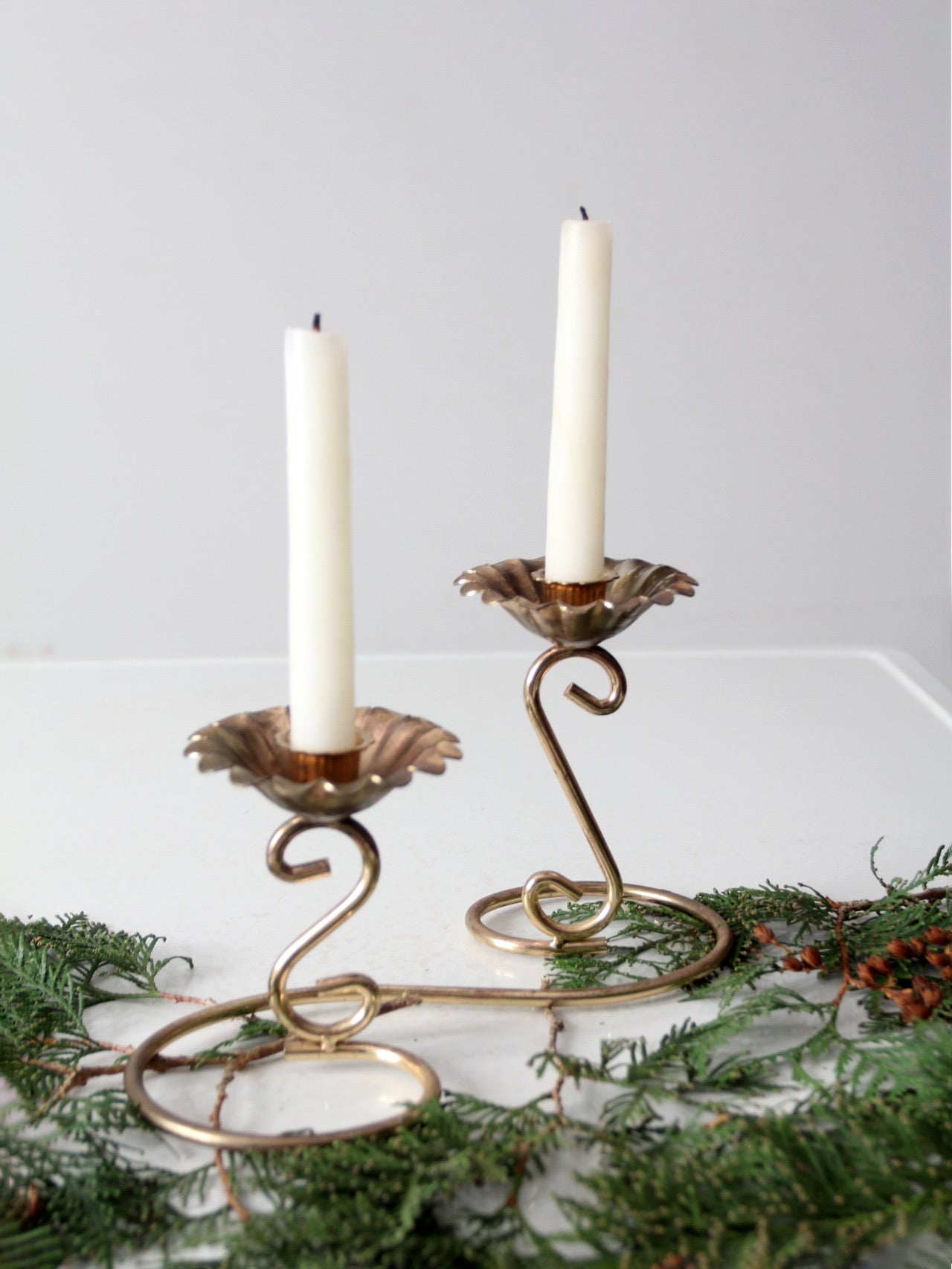 vintage brass double candlestick holder