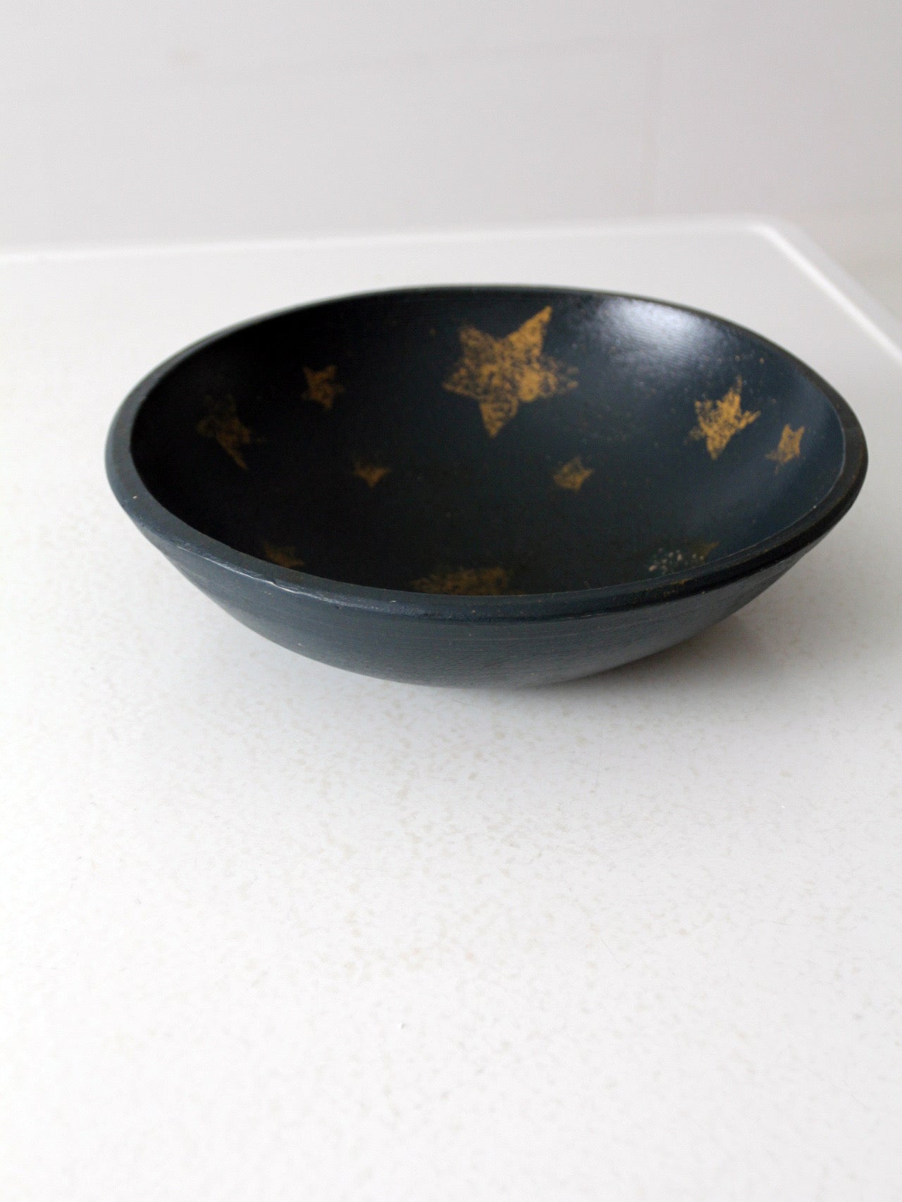 vintage primitive painted wood bowl