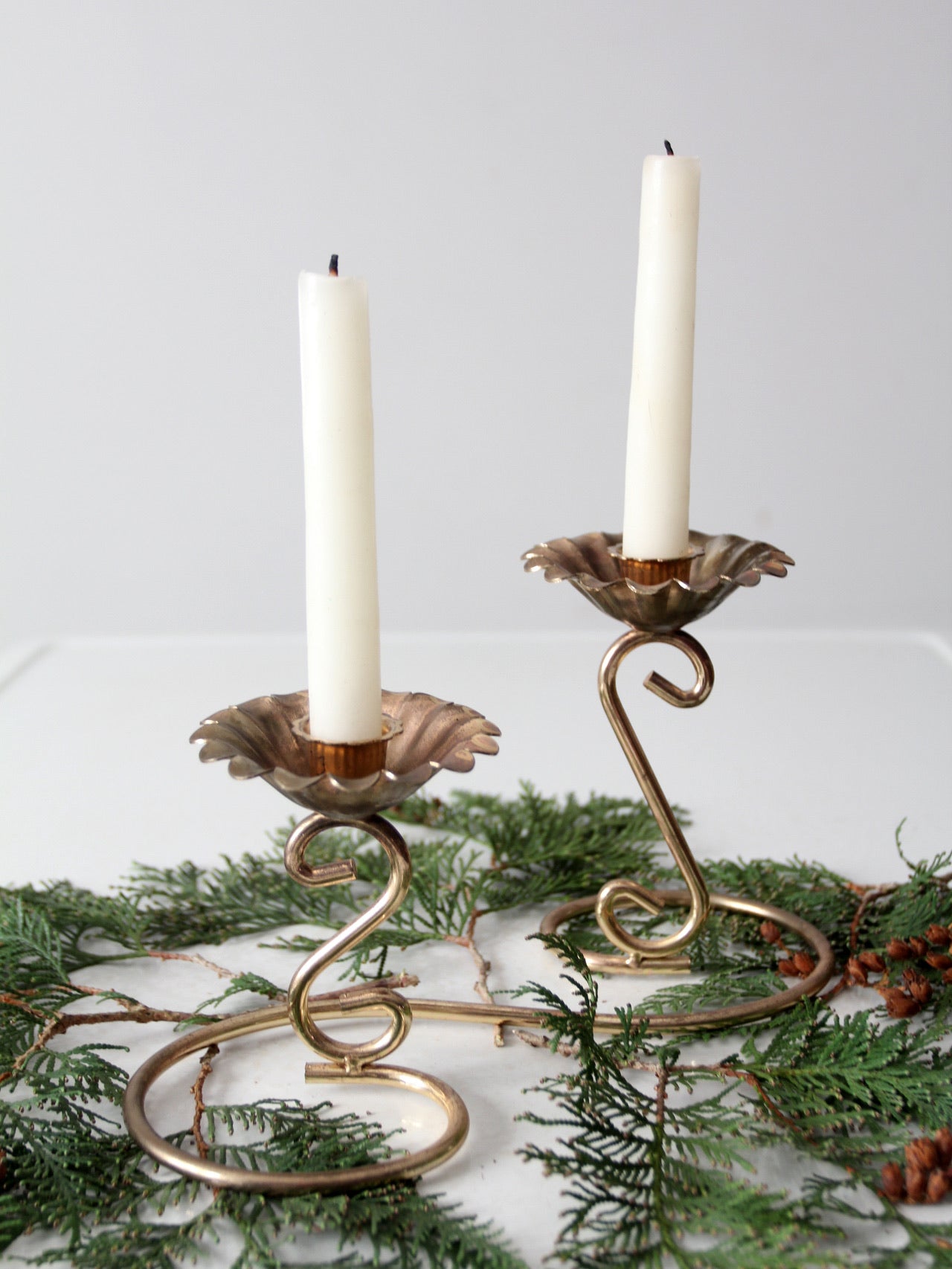 vintage brass double candlestick holder