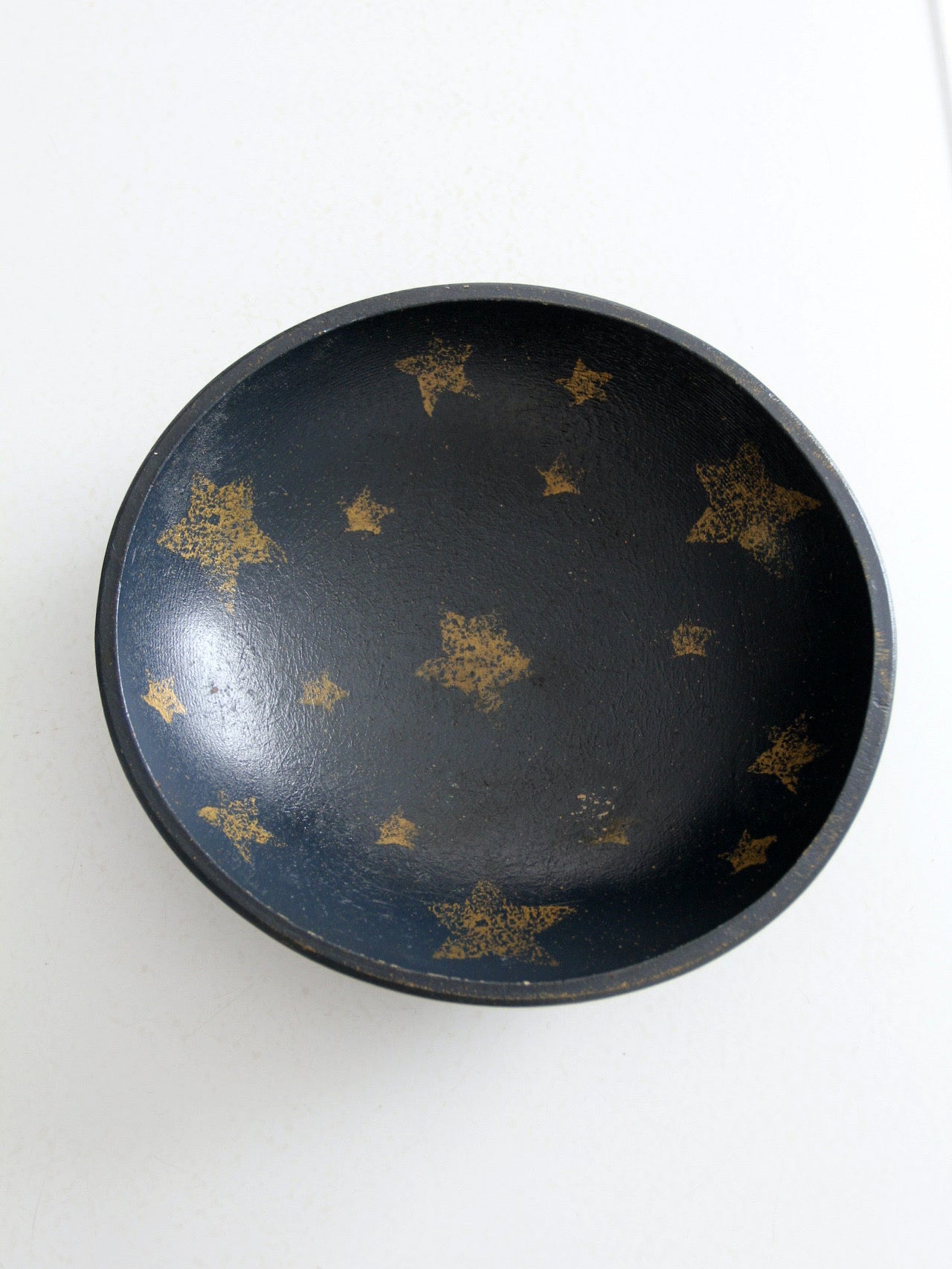 vintage primitive painted wood bowl