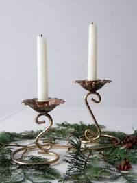 vintage brass double candlestick holder