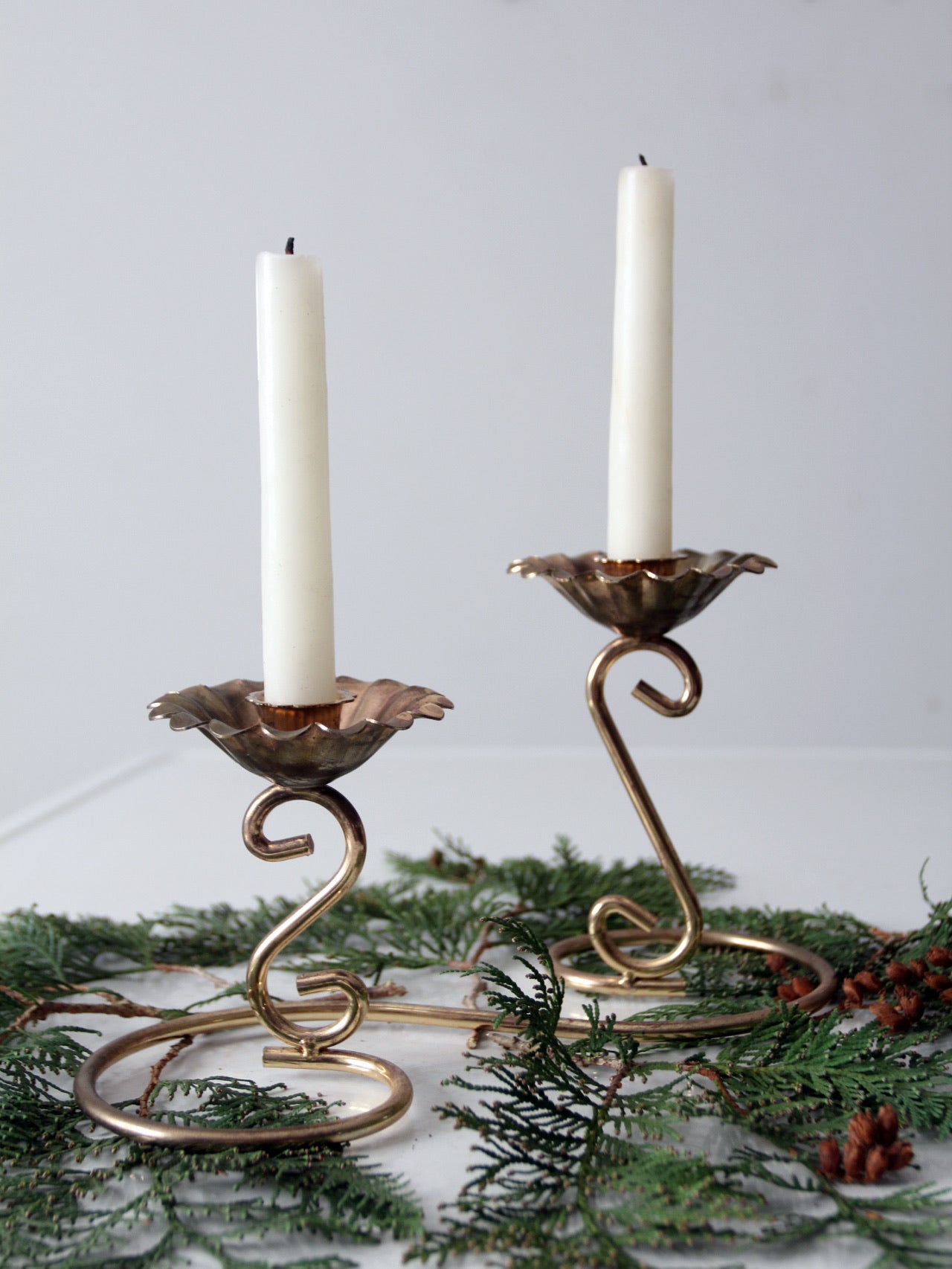 vintage brass double candlestick holder