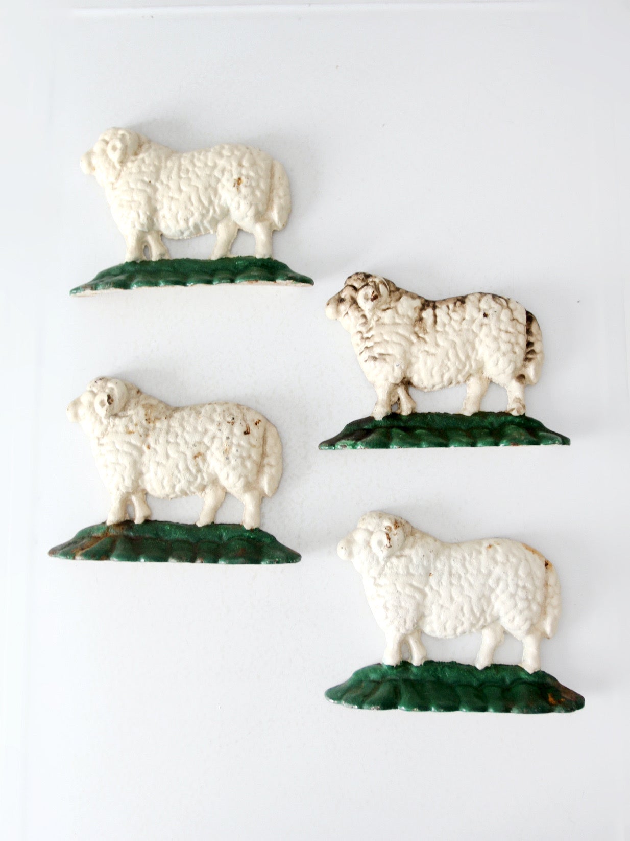 antique cast iron sheep door stops set 4
