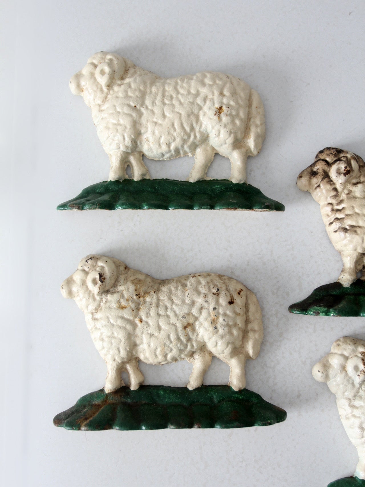 antique cast iron sheep door stops set 4