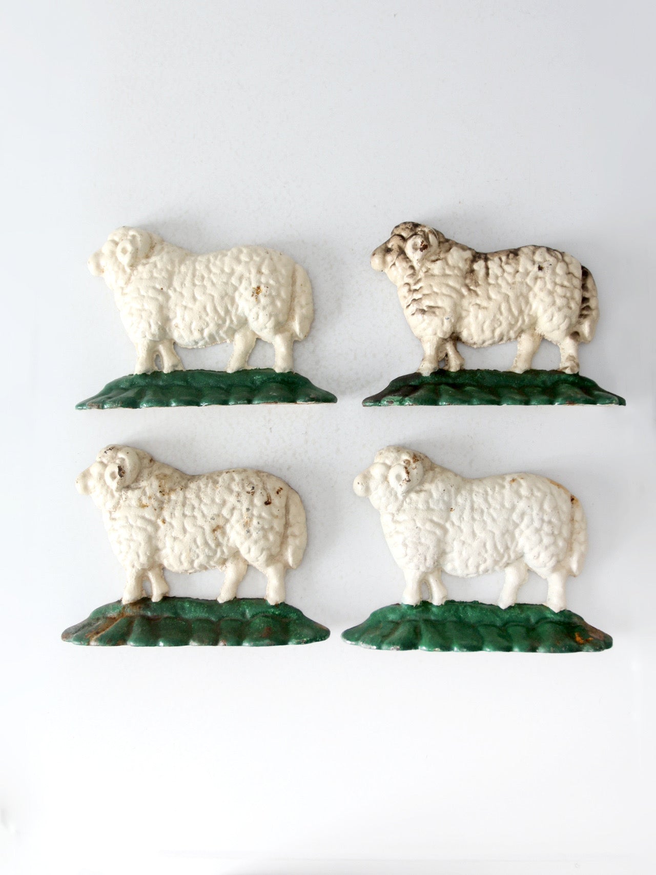 antique cast iron sheep door stops set 4