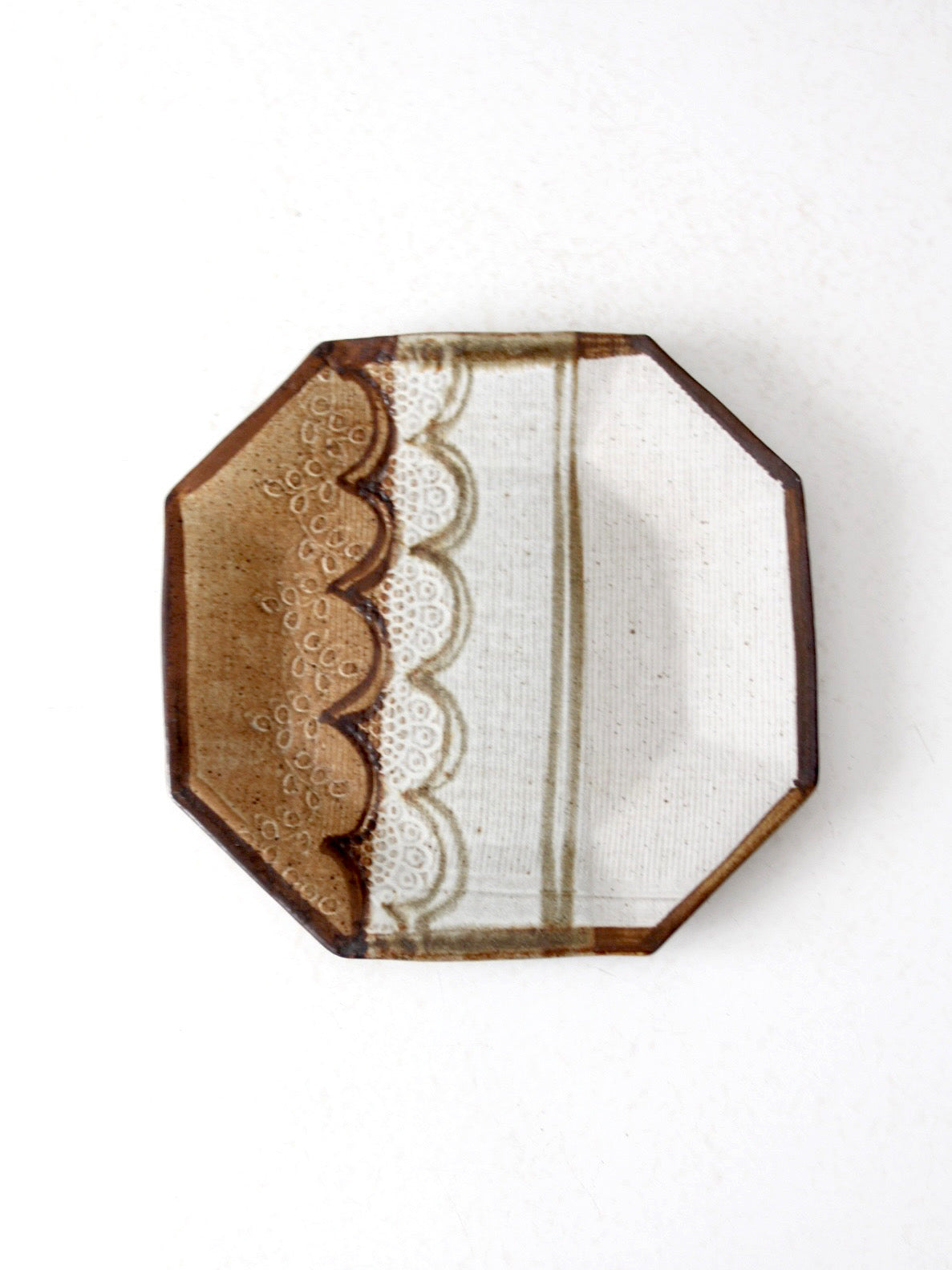 vintage studio pottery plate by Laurie Sargent, 1982