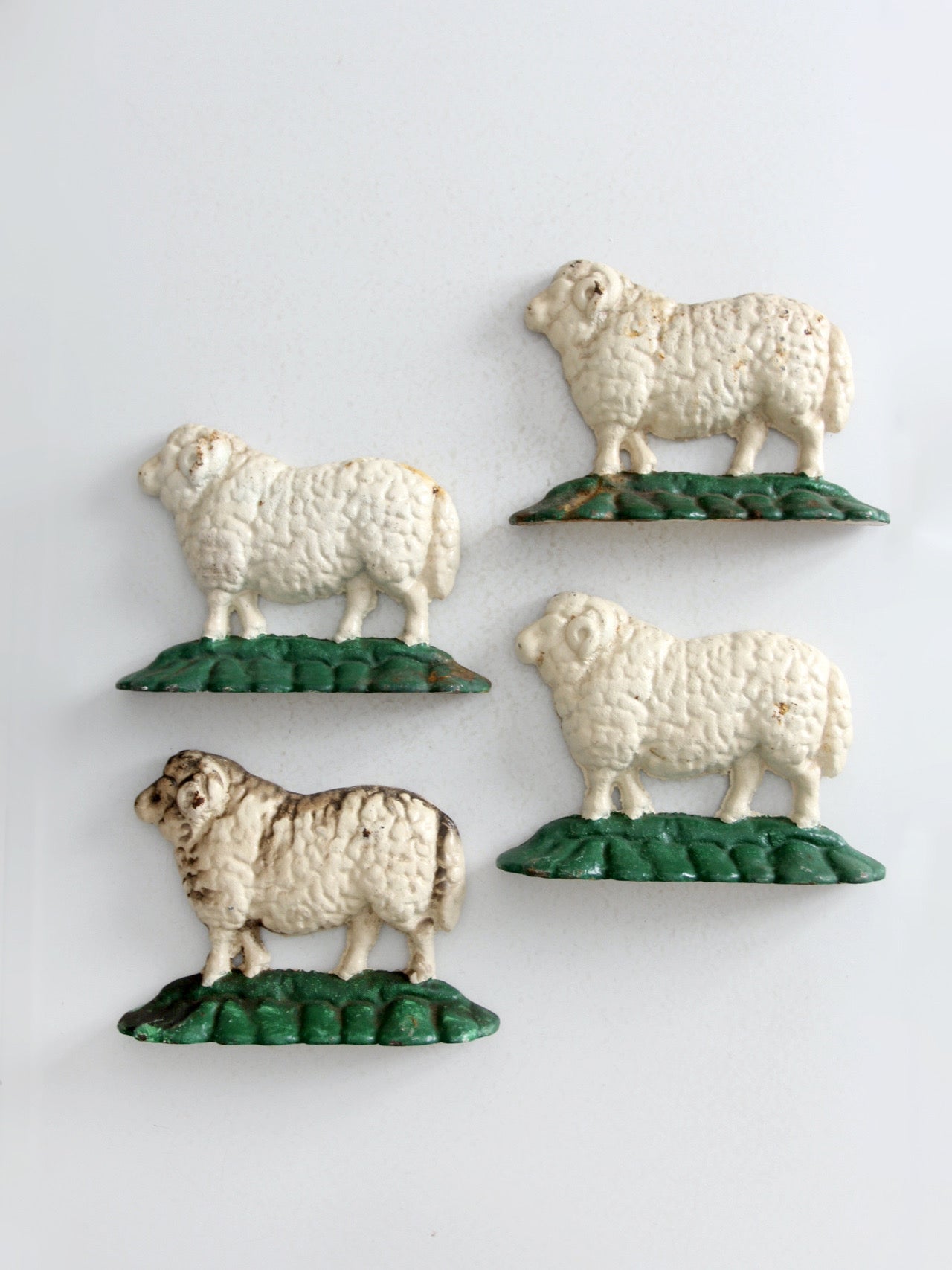 antique cast iron sheep door stops set 4