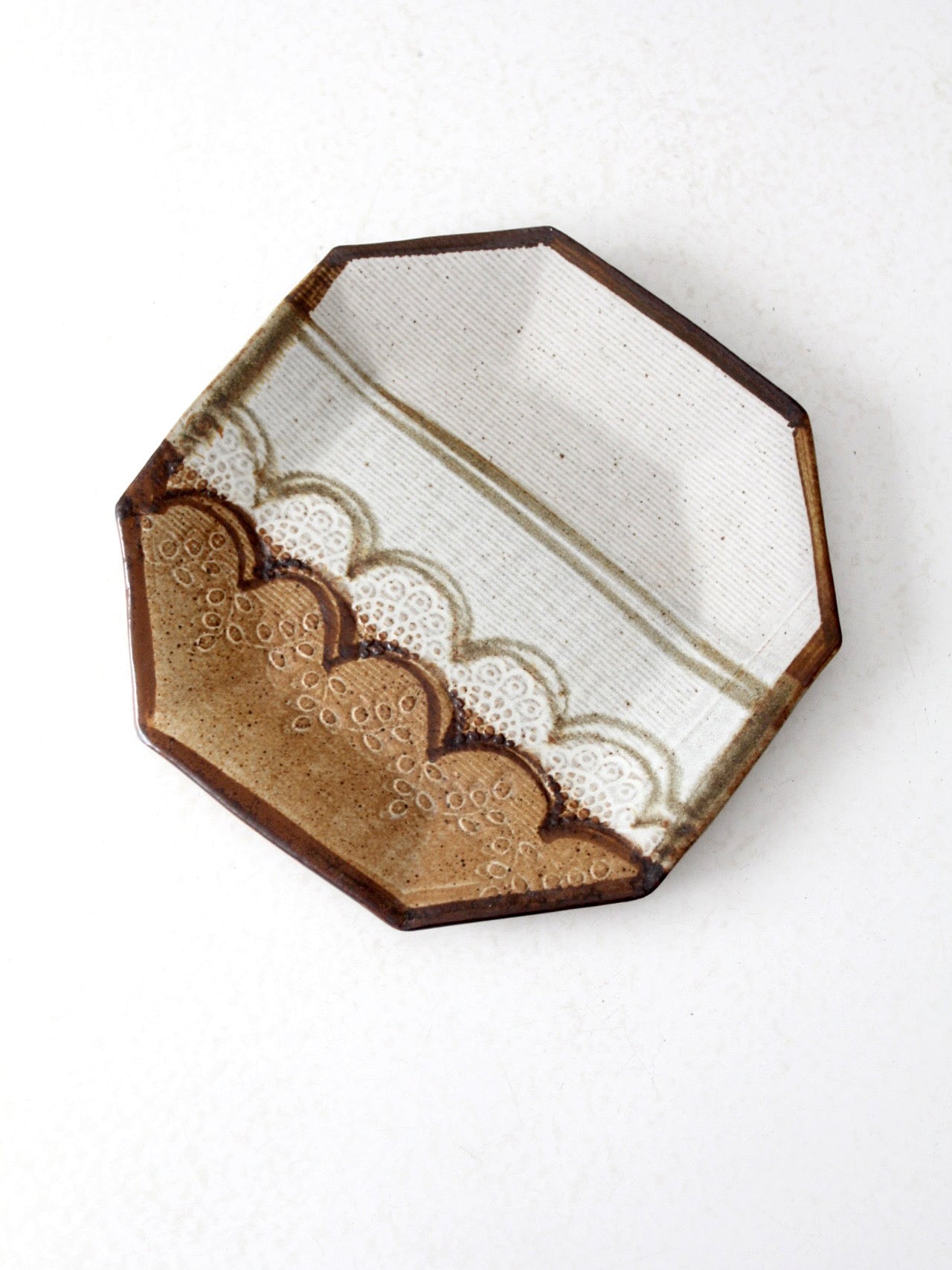 vintage studio pottery plate by Laurie Sargent, 1982