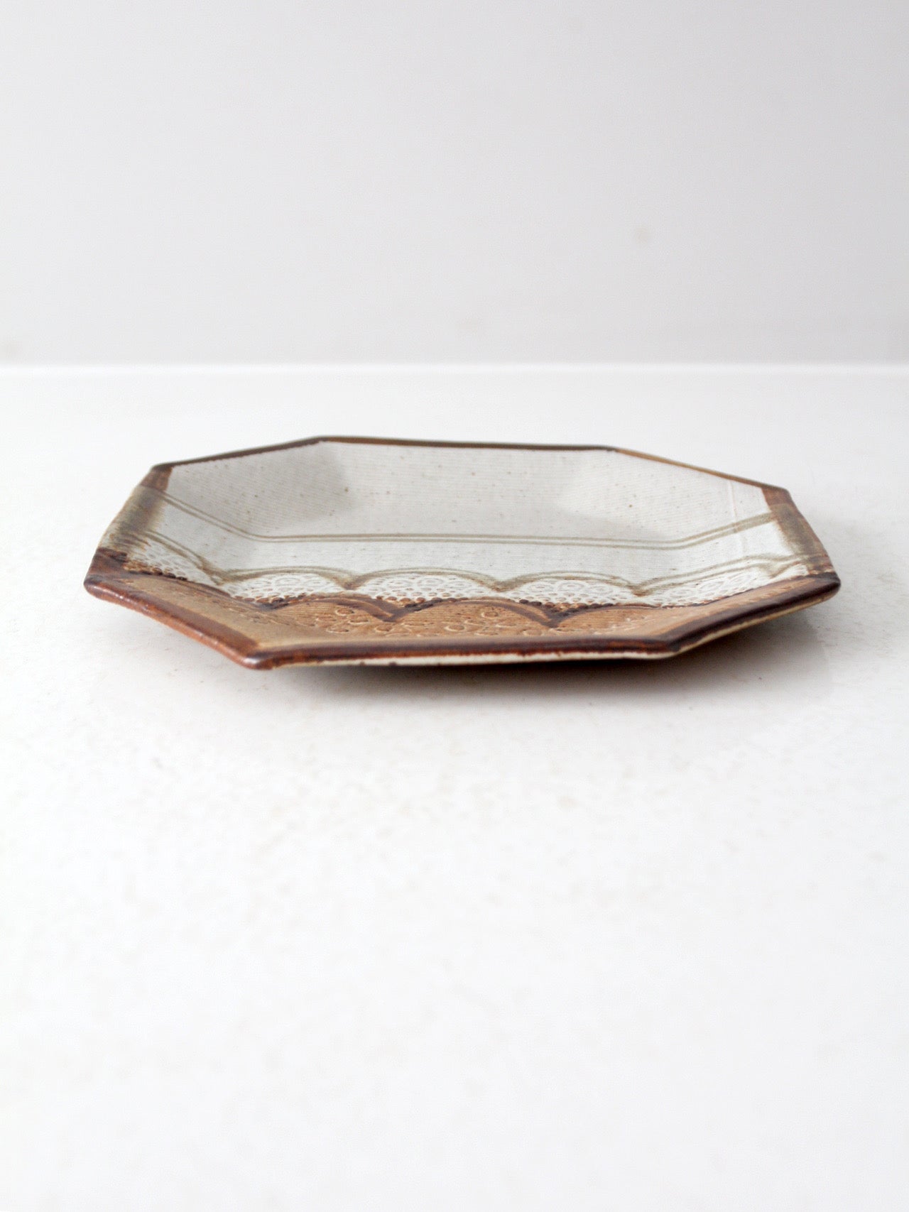 vintage studio pottery plate by Laurie Sargent, 1982