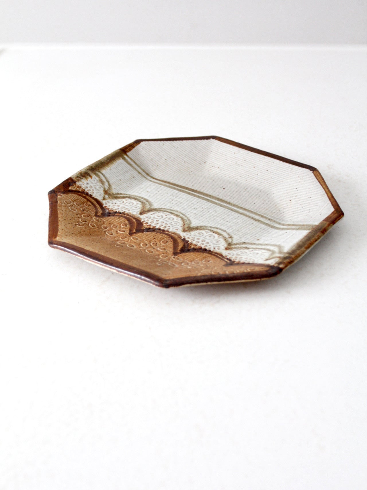 vintage studio pottery plate by Laurie Sargent, 1982