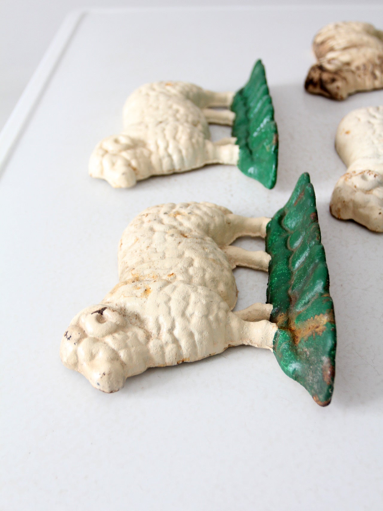 antique cast iron sheep door stops set 4