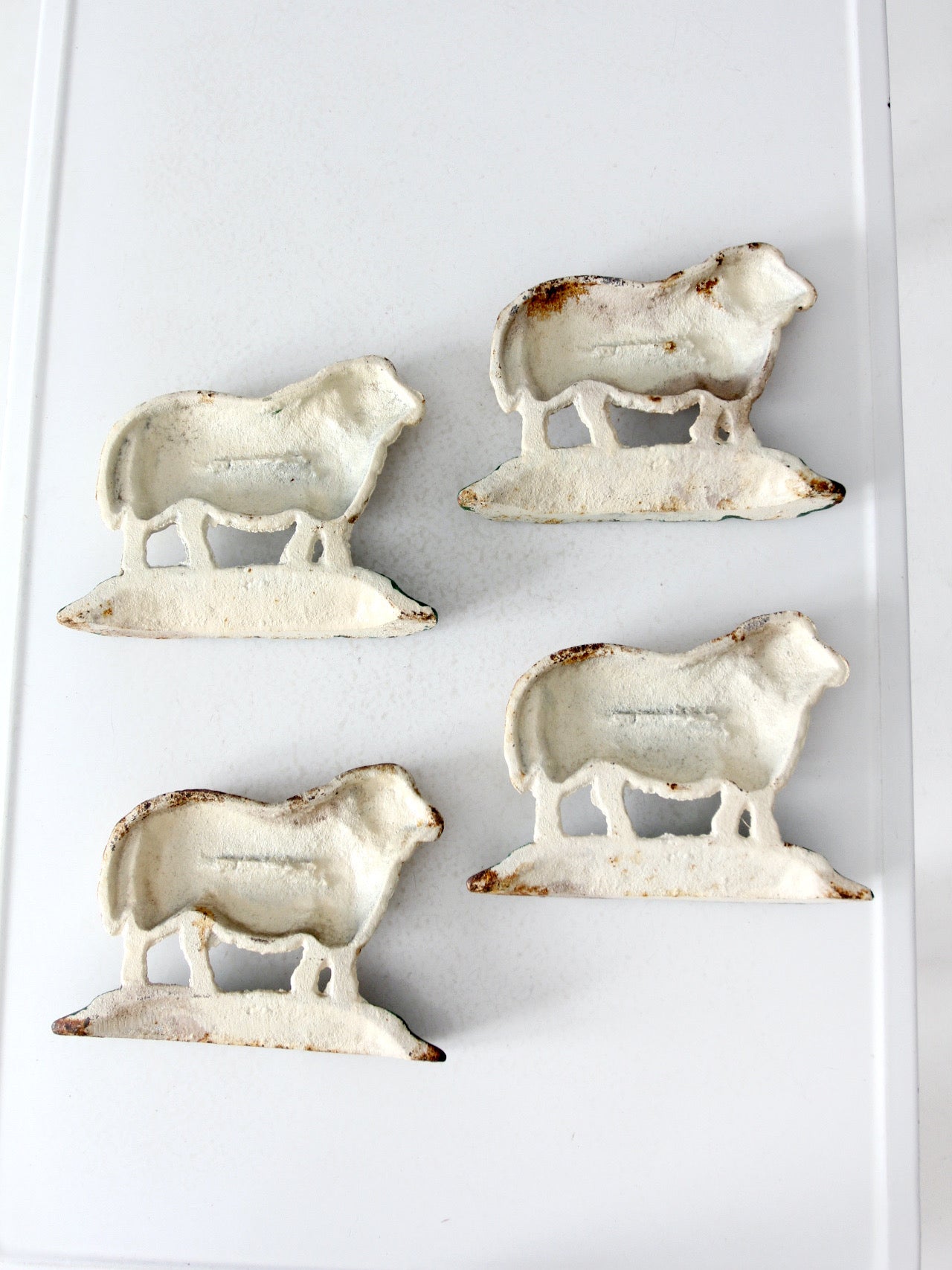 antique cast iron sheep door stops set 4
