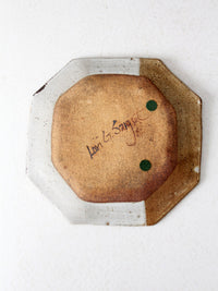 vintage studio pottery plate by Laurie Sargent, 1982