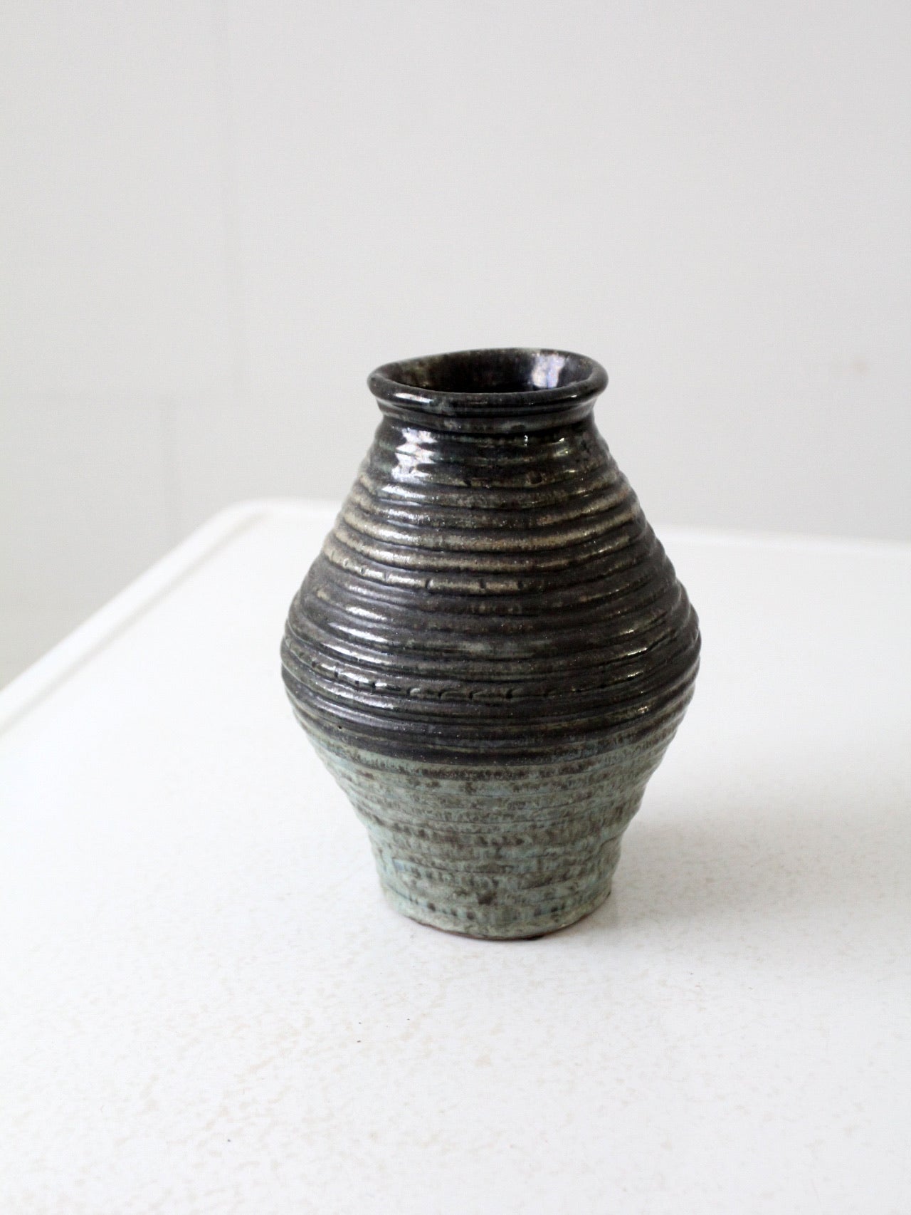 vintage coiled studio pottery vase