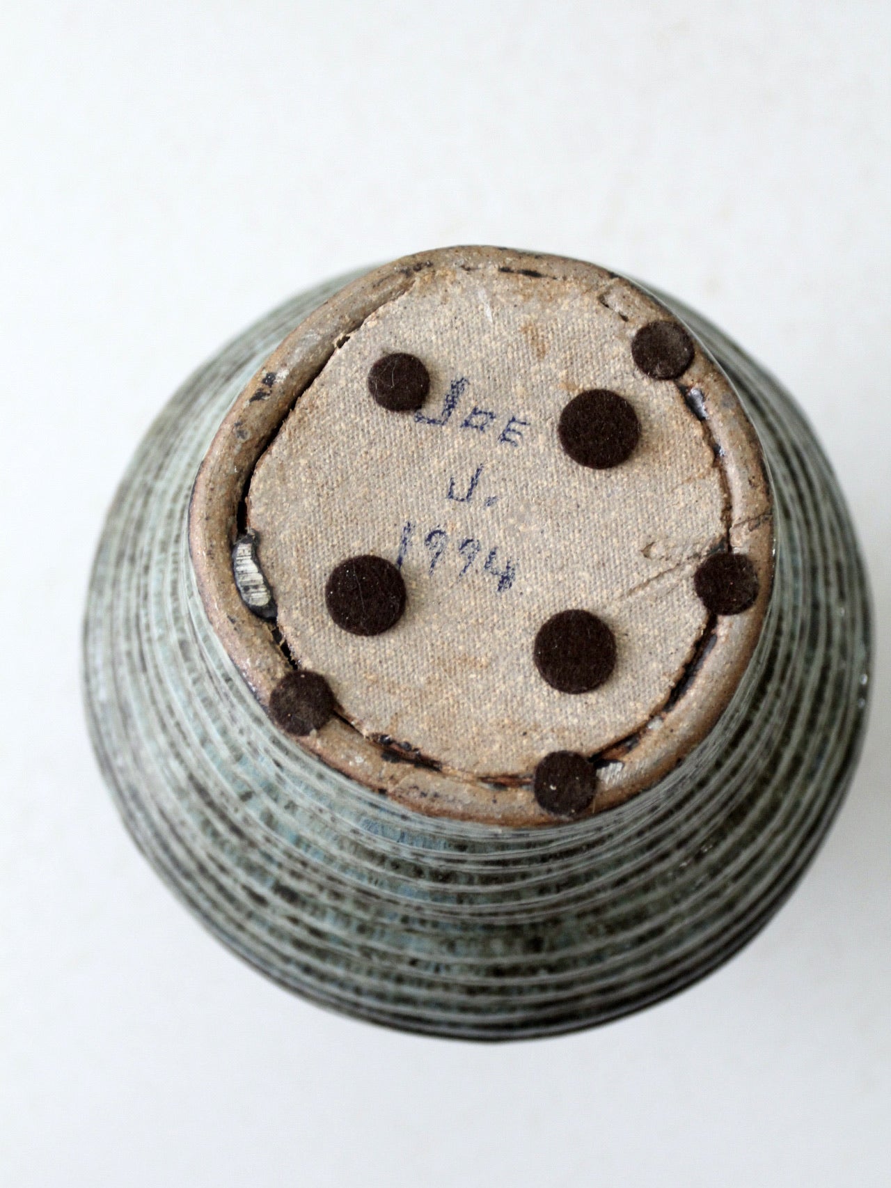 vintage coiled studio pottery vase