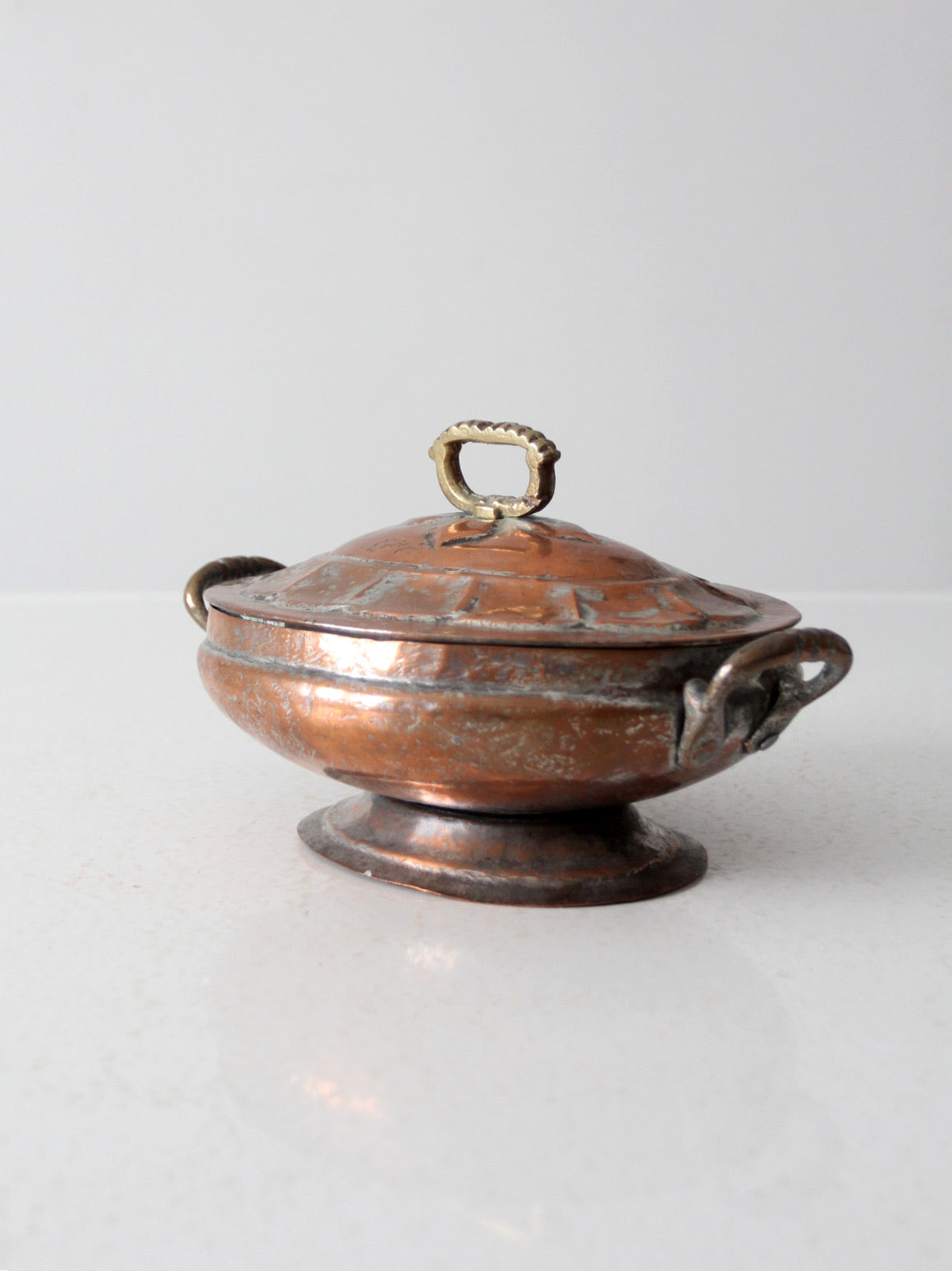 antique copper oval serving dish