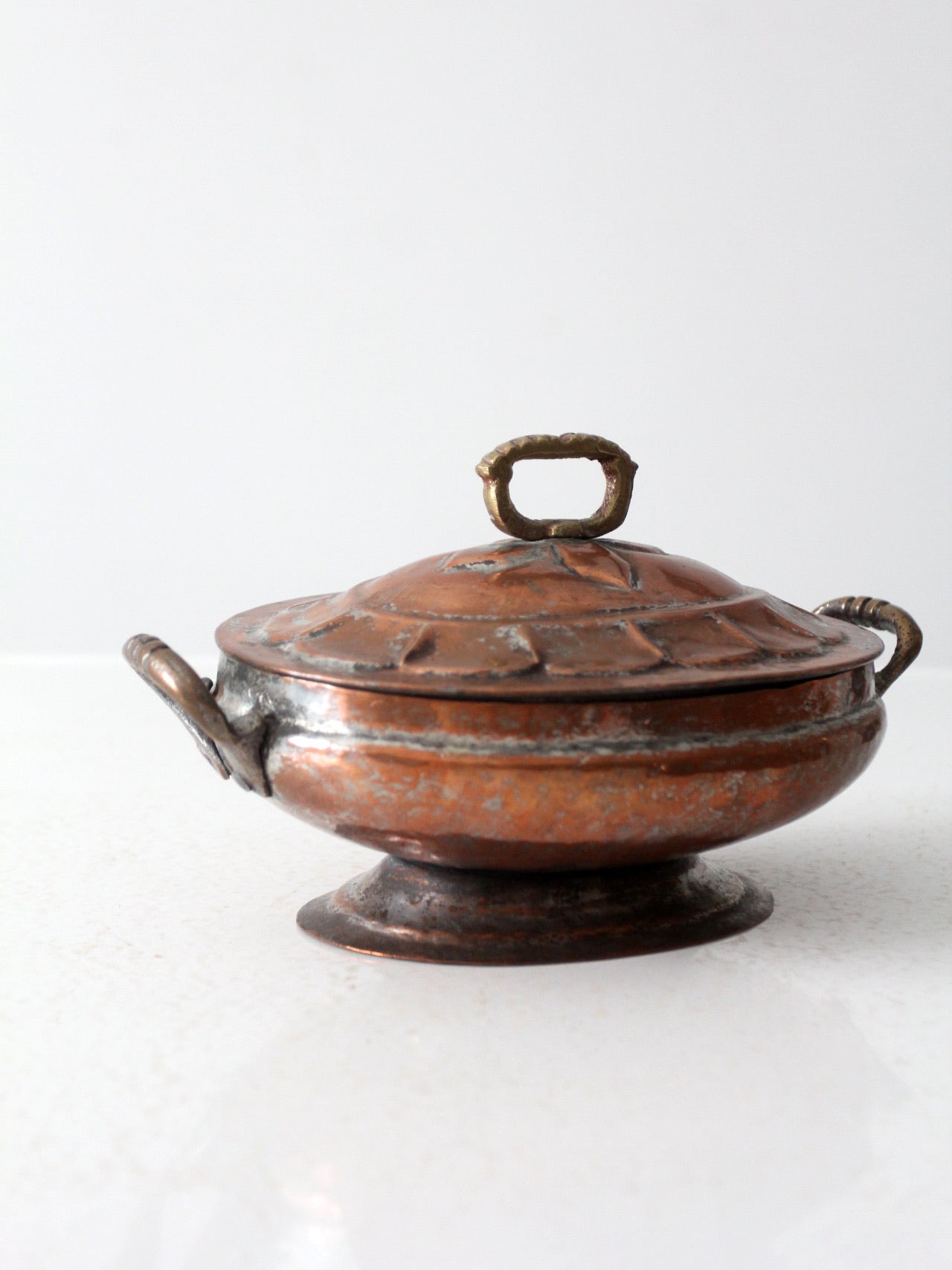 antique copper oval serving dish